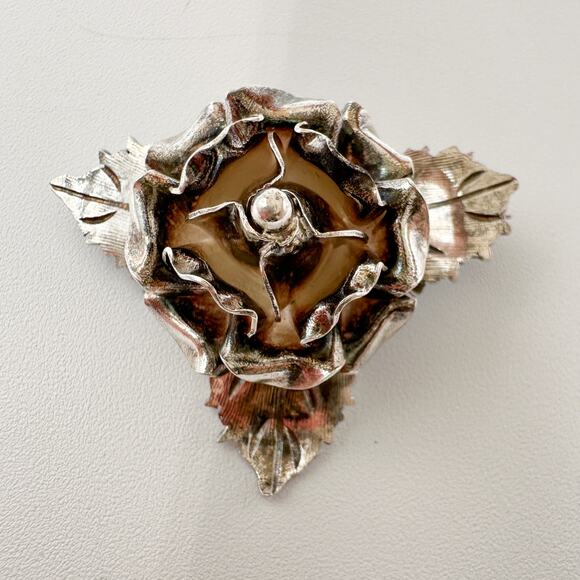 Taxco Mexico Silver Rose Brooch | 980 Floral Elegant Pin | Signed TB-51 - Picture 12 of 12